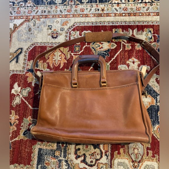 Vintage Coach Harrison Brown Leather Briefcase Messenger Carmel Cowhide 5283 - Picture 3 of 12